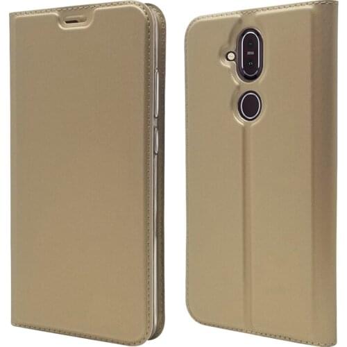 Ultra Slim Magnetic Case For Nokia 8.1 Flip Stand Cover with card slots Fundas Protective Shell