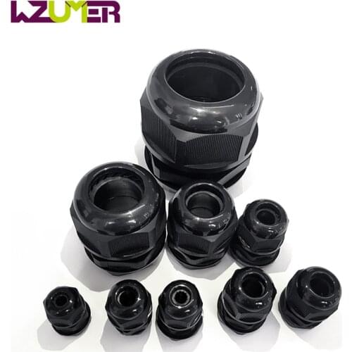 Pasamuros cable Waterproof Cable Gland 10pcs Cable entry IP68 PG7 for 3-6.5mm PG9 PG11 PG13.5 White Black Nylon