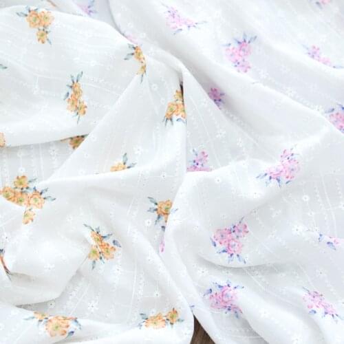 High quality cotton material Beautiful striped embroidery patchwork High grade robe dress cheongsam fabric