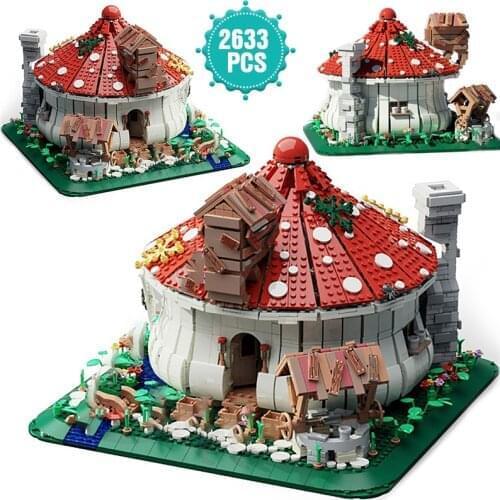 High-tech Creator Architecture Building Blocks Mushroom House With Led Lighting Bricks Toys Kids Birthday Gifts For Adults