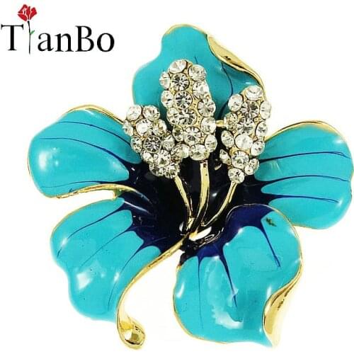 Lackingone *2018 christmas gift Enamel Brooch Rhinestone Crystal Lily Flower brooches for women Jewelry Birthday Gift
