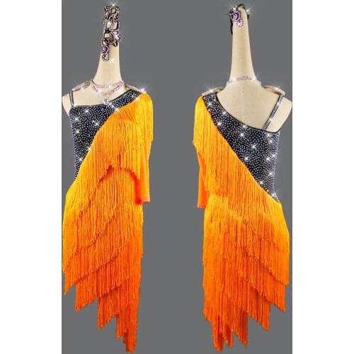Women New style latin dance costume sexy stones tassel latin dance dress for women latin dance competition dresses XXS-6XL