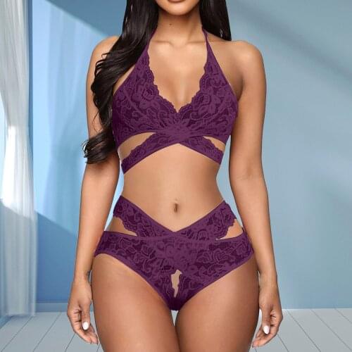 Ladies Sexy Lingerie Women Underwear Temptation Deep V Bras Crotchless Panty Sets Embroidery Sensual Lingerie Women Lingerie set
