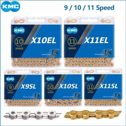 KMC X8 X9 X10 X11 X10EL X11EL Ti-N Gold chain MTB Road Bicycle 8s 9s 10s 11 speed chains for SRAM/Campagnolo Derailleur systems
