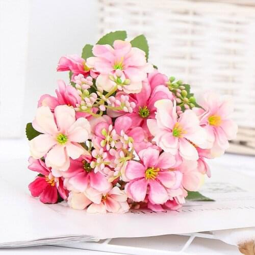 1PC Artificial Flowers Lily Bride Bouquet DIY Wedding Decoration Fake Flowers Cherry Blossoms Garden Outdoor Home Decor Hot Sale