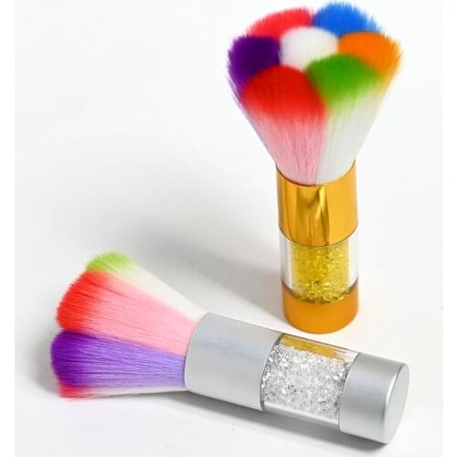 1Pc Nail Art Brush Soft Nail Dust Brush With Gold/Sliver Diamond Handle For Manicure DIY Tools UV Gel Nail Polish Nylon Brush H