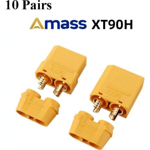 10Pairs Original Amass XT90 XT90H Male Female High Current Connector Plug for RC Model Airplane Drone Charger Battery