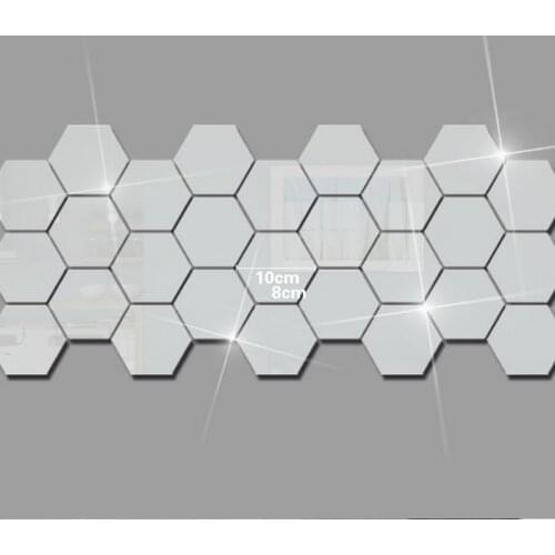 12Pcs 3D Mirror Hexagon Vinyl Removable Wall Sticker Decal Home Decor Art DIY TS1