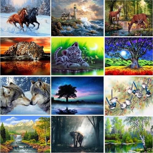 5D Diy Diamond Painting Kits Full Round With AB Drill Animal Diamond Mosaic Pattern Diamond Embroidery Kid Gift Wholesale Price