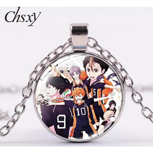 CHSXY Anime Haikyuu!! Pendant Necklace Hinata Shoyo Kageyama Tobio Long Chain Necklaces For Kids Gifts Jewely Accessories