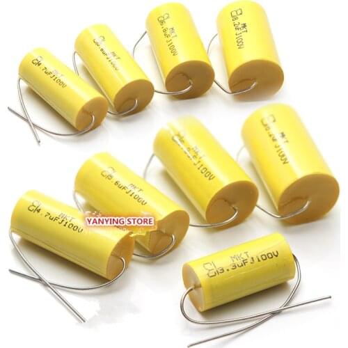 Free shipping 10 PCS Audiophiler Axial MKT 100V 0.68uF-8.2uF HIFI DIY Midrange Treble Capacitor for Speaker Car Horns Divider