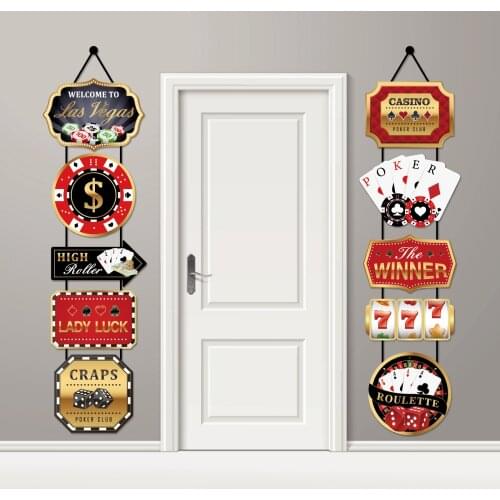 Las Vegas Casino Craps Poker Party Decorations Hanging Banner Door Couplet Decorations Adult Carnivals Birthday Party Supplies