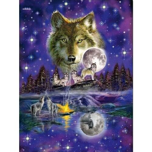 DIY Diamond Painting Full Drill Hand Diamond Embroidery Wolves Cross Stitch Rhinestones Diamond Mosaic animal Kit Gift