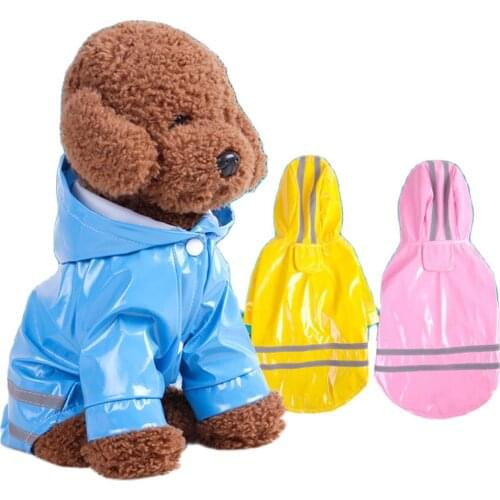 S-XL Pet Hooded Raincoat Dog Clothes Reflective Strip Dog Rain Coat Puppy Outdoor Waterproof Windproof Jackets For Pet Puppies