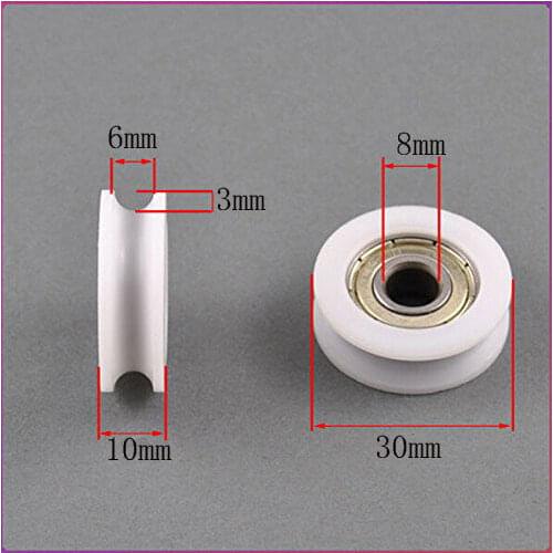 Fixmee 2pc 8*30*10mm U Groove Nylon Flexible Ball Bearing Wheel Roller for Furniture