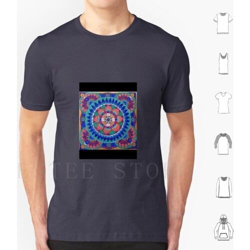 Blues And Orange Mandala Design T Shirt Cotton Men DIY Print Mandala Blue Gold Orange Blues