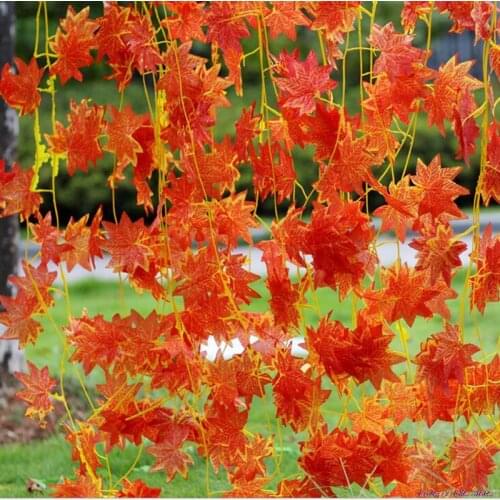 2.3M Kunstmatige Wijnstok Rood Herfst Maple Leaf Fake Garland Planten Gebladerte Tuin Voor Wedding Party Home Decoration
