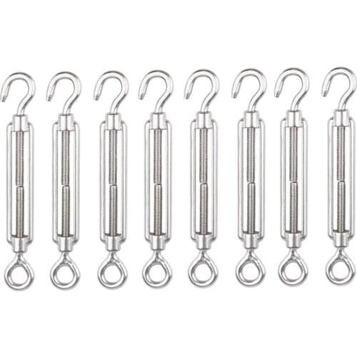 M4 Stainless Steel 304 Hook & Eye Turnbuckle Wire Rope Tension Pack Of 8