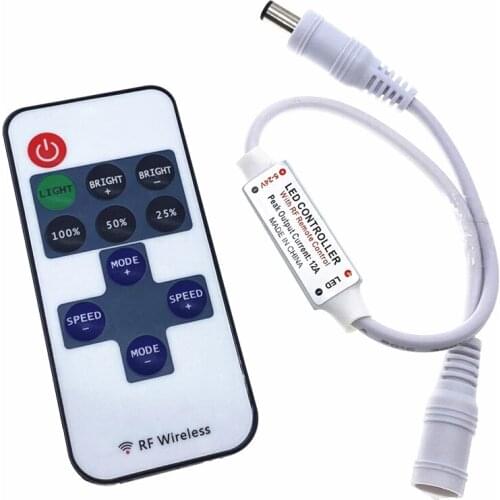 12 24V 11 Keys RF LED Strip Controller Mini Dimmer RF Remote DC 5V 12V 24V Controller For LED 5050 2835 Strip Single Color