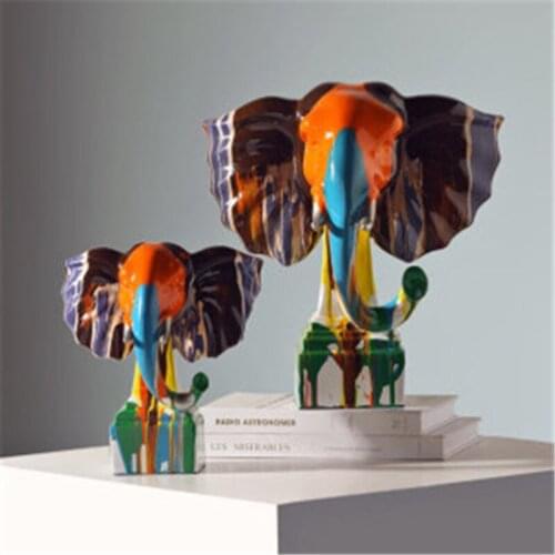 Creative Lucky Sculpture Modern Abstract Art Stained Elephant Statue Living Room Light Luxury Home Decor Decoration