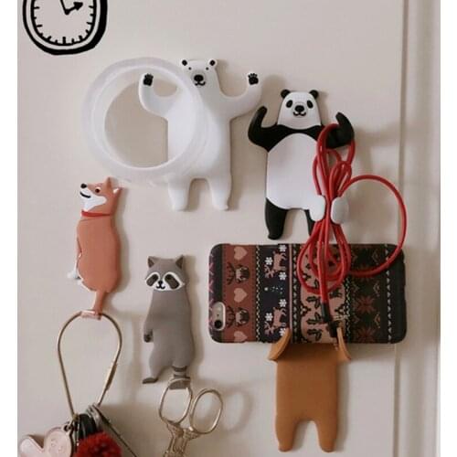 Creative Animal Hook Soft Rubber Seamless Sticky Hook Panda Dog Cute Pet Refridgerator Magnets Home Decoration Fridge Magnet