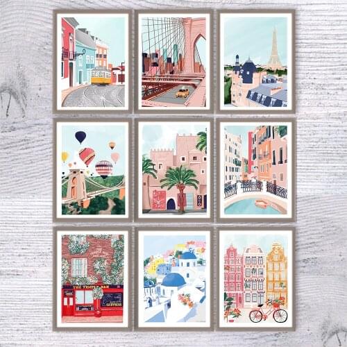 Morocco New York Paris Ireland City Wall Art Canvas Painting Nordic Posters And Prints Wall Pictures For Living Room Home Decor