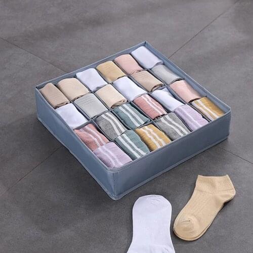 Washable Underwear Drawer Organizers Storage Dividers Closet Organizer Storage Box 24 grids for Clothes Bras Scarves Ties Socks
