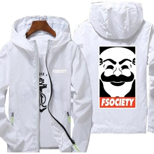 Mr. Robot Jacket Mens Summer Bomber Windbreaker Skin Streetwear Coat Sunscreen Plus Size
