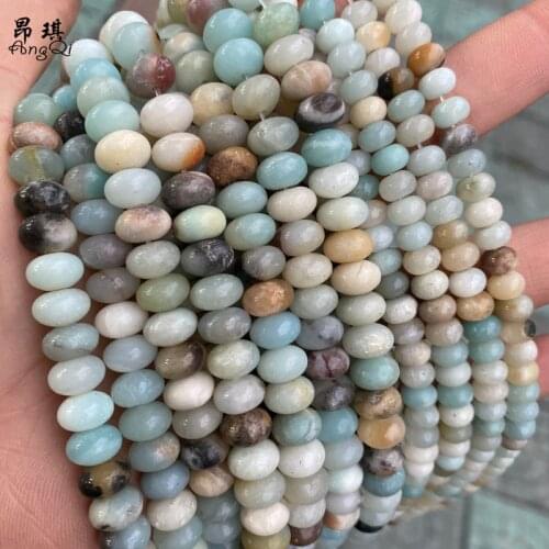 Natural Smooth Amazonite Abacus Stone Beads 4X6mm 5X8mm Rondelle Spacer Beads For Jewelry Making DIY Bracelet Accessories 15
