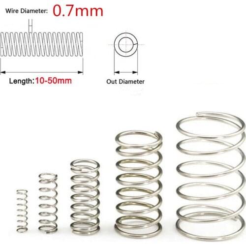 10pcs 0.7mm wire diameter Stainless Steel Micro Small Compression spring length 10mm-50mm with custom service