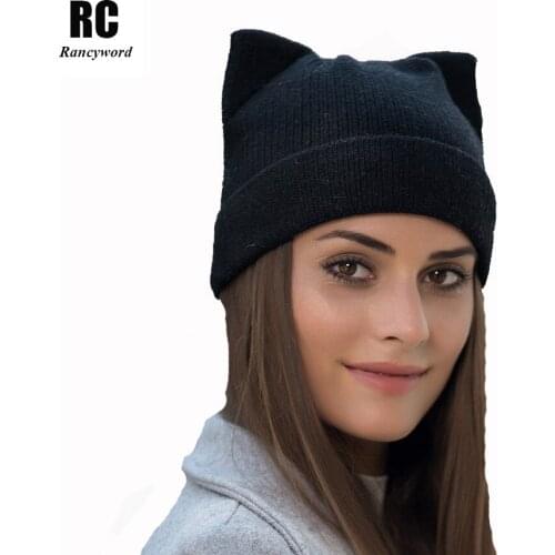 [Rancyword] 2020 New Fashion Lovely Cap Winter Warm Thicker Hat For Women High Quality Knitted Wool Beanies Hat Cap RC1215