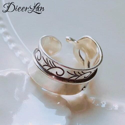 New Gothic Men Open Adjustable Size Leaf Rings for Women Wedding Ring Jewelry Valentines Day GIFT 2021