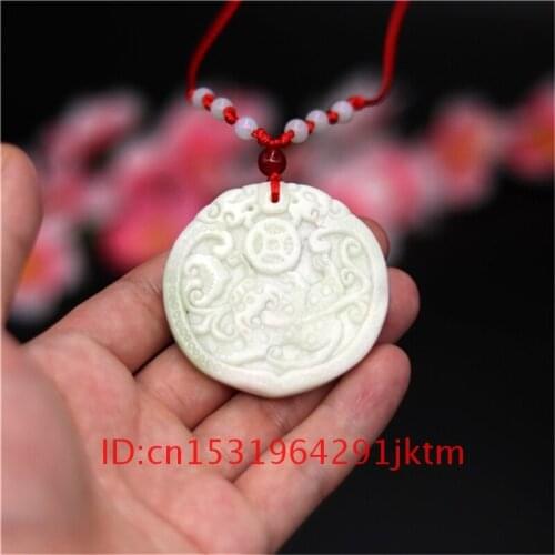 Pixiu Men Gifts Jewelry Pendant Accessories Chinese Carved Natural Tiger Charm Jade Necklace for White Fashion Amulet
