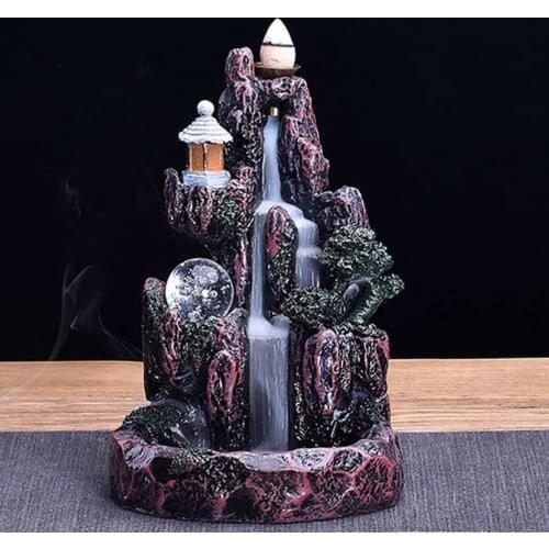 LED Waterfall Backflow Incense Burner Glowing Ball And 20Pcs Incense Cones Home Incense Holder buddhism home decor decoration
