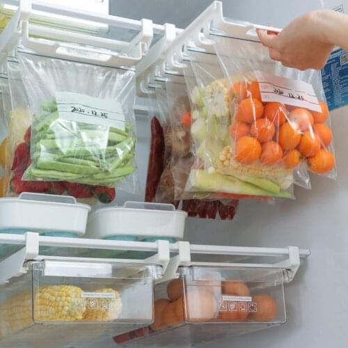 Hanging Storage Rack Refrigerator Hanging Storage Clip Sliding Rail Tray for Food Bag Zip-bag Fresh Holder