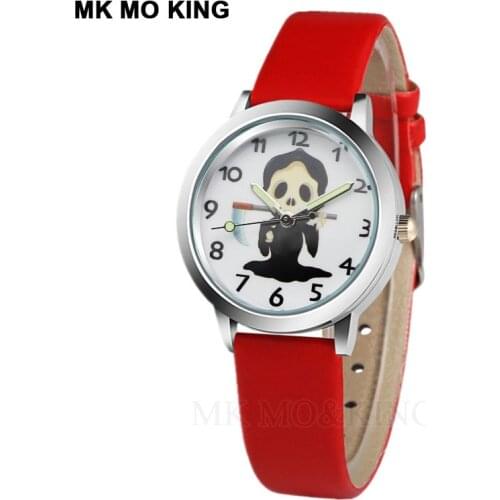 Casual brand children quartz leather boy girl clock fashion skull cartoon halloween watch gift classic digital watch relojes