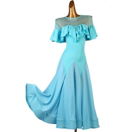 Blue standard ballroom dress ballroom long dresses Women Stage Waltz Ballroom Dress ballroom dress competition mq249