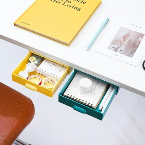Creative drawer type storage box hidden drawer pen box office desk bottom paste storage box pencil case