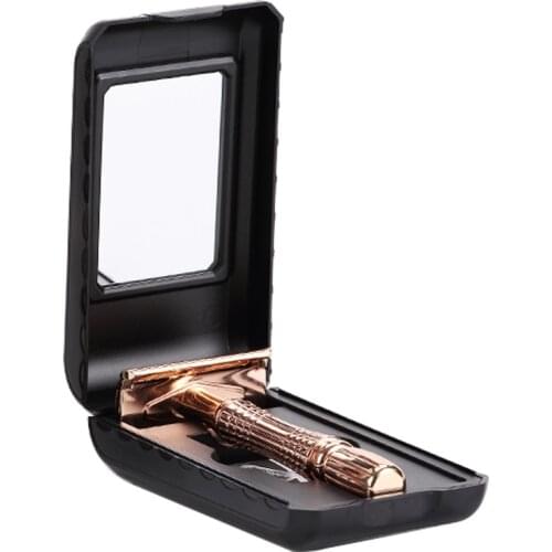 YINTAL Classic Dual Edge Alloy Razors Safety Razor Manual Shaving Mens Razor Set 1 Handle+1 Razor Blade Rose Gold With Case