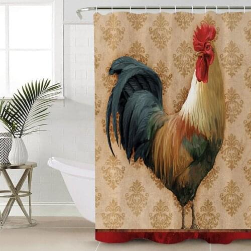 Farm Vintage Rooster Texture Shower Curtain Bathroom Decorative Waterproof Polyester Fabric Curtain for Bathroom