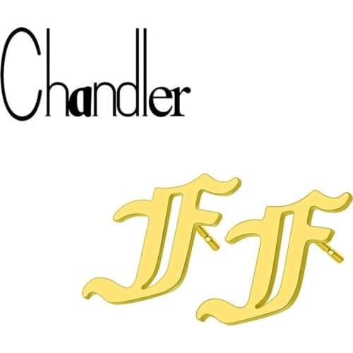 Chandler Brand new Bijoux Alphabet Initial A-Z Earring For Women Stainless Steel F Letter Stud Earring boucle d'oreille