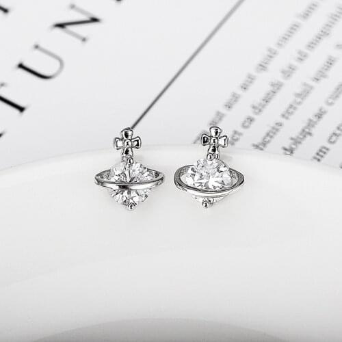 Artificial Pearl Earrings Ladies' Wedding Bridal Jewelry Crystals Gold Plated Saturn Pendant Collar Earrings