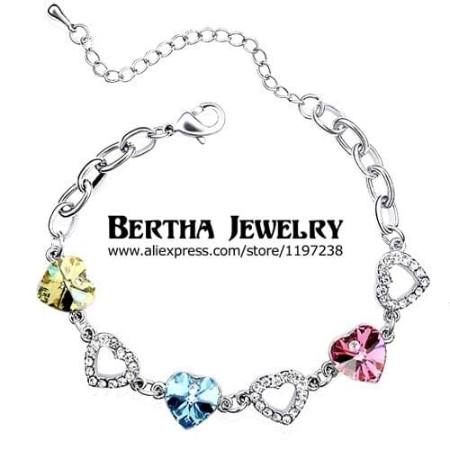 Brand Charm Bracelet Heart Pulseras For Women Crystals from Swarovski Cristal Love Bijoux Fine Jewelry Dropshipping