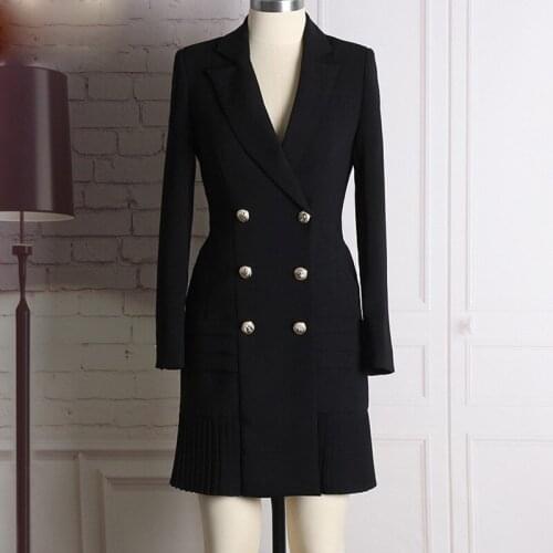 Spring Autumn New Designer Womens tailored dress High quality double-breasted metal buttons dress A747