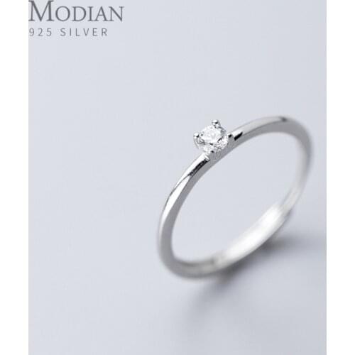 Modian Shining Clear CZ Geometric Ring for Women Fashion Genuine 925 Sterling Silver Free Size Ring Fine Jewelry 2020 New