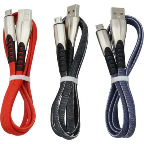 1m Zinc Alloy USB Cable Nylon Braided Fast Charging Micro Usb Type C Charge Cord for iPhone LG Huawei Samsung Smartphone 100pcs