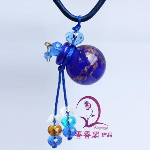 2pcs Murano Glass Perfume Necklaces (with cord), essential oil jewelry pendant, fragrance necklace, Aroma Necklaces