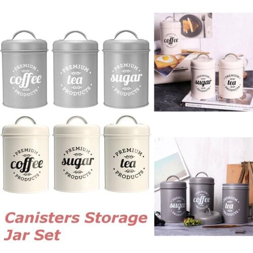 3Pcs/Set Storage Tank Cover Steel Kitchen Utensils Multifunction Tea Coffee Sugar Square Box Case Household High Quality