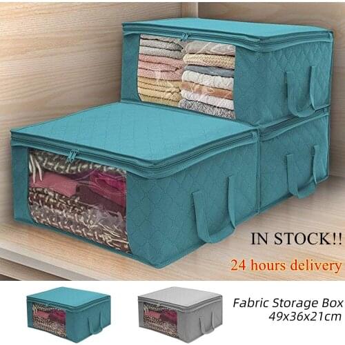 3 Pcs Large Capacity Quilt Storage Box Folding Non-Woven Closet Clothes Dust-Proof Storage Bag Home Blanket Pillow Organizer