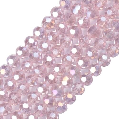 4MM 6MM 8MM Pink AB Crystal Balls Flet 32 Facets Round Crystal Beads Football Faceted Football Glass Beads Fashion Jewelry